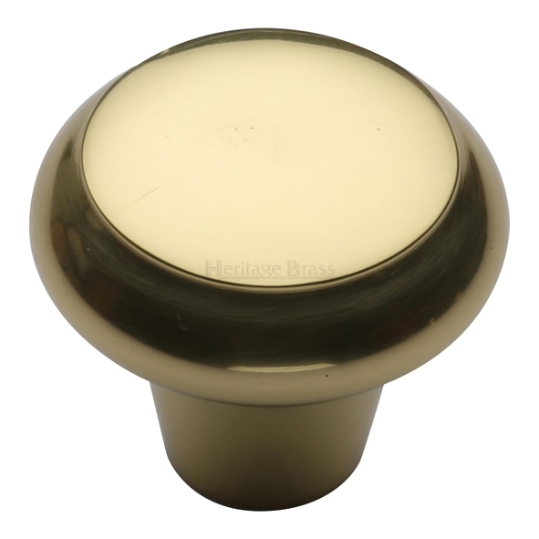 C3990 38-PB • 38 x 16 x 32mm • Polished Brass • Heritage Brass Flat Faced Bun Cabinet Knob